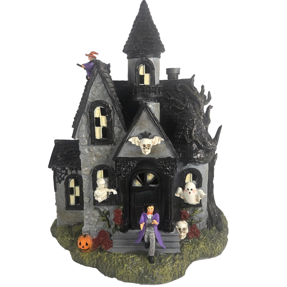 Lighted Haunted House Vampire Witch Sound LED Halloween Decor Gothic Figurine